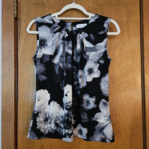 Calvin Klein Sleeveles Floral Blouse - Picture 1 of 10